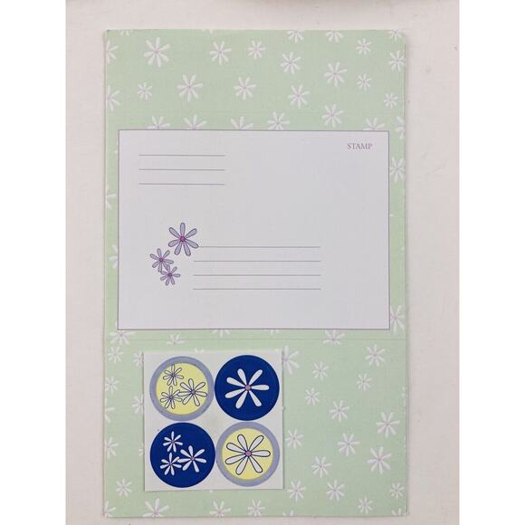 12 Vintage Fold a Note Folding Notecards Stationary Cards Green Purple Flowers - Picture 7 of 8